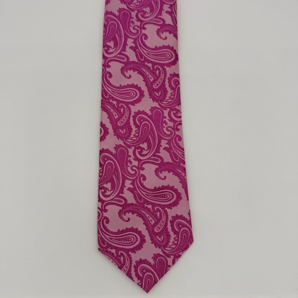 Brand Q Pink Paisley Necktie Mens 59x4 Designer Tie Made in Italy